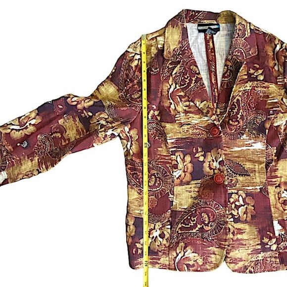 Requirements Women's XL Bohemian Paisley Tapestry Retro Blazer Jacket 2 Button - Picture 6 of 8